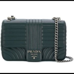 Prada Diagramme leather shoulder bag in Green ( smeraldo )
